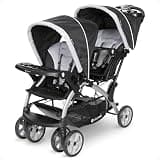 Baby Trend Double Infant and Toddler Stroller w/ Harness and Basket, Sit N' Stand, Stormy - Convertible Twin and Tandem Strollers for Babies