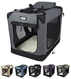 EliteField 3-Door Folding Soft Dog Crate with Carrying Bag and Fleece Bed (2 Year Warranty), Indoor & Outdoor Pet Home (36" L x 24" W x 28" H, Gray)