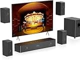 Hiwill-Audio Wooden 5.1.2 Sound Bars, 4 Surround Speakers Wired, Virtual Surround Sound System, Soundbar for Smart TV Speaker w/5.25'' Wired Subwoofer, Home Theater, ARC/Opt/BT/AUX, HiPulse N512