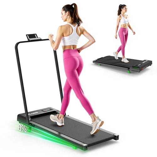 Walking Pad Treadmill with Incline, Folding Treadmill with Adjustable Handle Bar for Home/Office, Under Desk Treadmills Portable Walking Pad with Remote Control & LED Display
