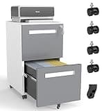 Kiwaou Mobile File Cabinet 2-Drawer with Lock, All-Steel Metal Storage Cabinet on 360° Wheels for Home Office & Commercial Use, Fully Assembled, Holds A4/Letter/Legal Files, 110lbs/Drawer