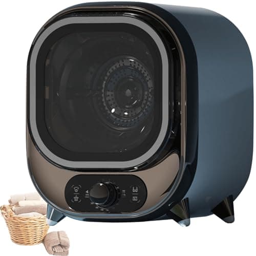 Compact Portable Tumble Dryer Condenser, table top Condenser Tumble Dryer With 0.8kg Load Capacity, Stainless Steel Tub, for Counter Top Use for Small Spaces ElectroplatedBlue