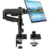 Single Monitor Arm, 17-32 Inch Monitor Mount with Clamp and Grommet Base, Gas Spring Single Monitor Stand Holds up to 19.8 lbs, Full Motion Desk Mount with Cable Management for Home