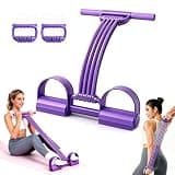Sesiyoiu Multifunction Foot Pedal Resistance Bands with Handles, 3 in 1 Tension Rope Elastic Fitness Band for Home Workout, Yoga,Stretching, Full Body Exercise for Abs, Core, Waist, Arm, Leg(Purple)