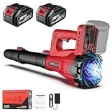Leaf Blower Cordless with 2 x 4.0Ah Battery and Charger, 160MPH/580CFM High Power Lightweight Handheld Electric Leaf Blower with 2 Extended Tubes for Lawn,Yard Garden, Leaves, Dust, Snow Care (Red)