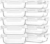 M MCIRCO 10-Pack 22 Oz Glass Meal Prep Containers with Lids - Microwave, Oven, Freezer & Dishwasher Safe - White