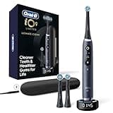 Oral-B Rechargeable Electric Toothbrush, iO9 Limited Ultimate Clean, 7 Cleaning Modes, Interactive Display, iSense Charger, Charging Travel Case, Visible Pressure Sensor, 3 Brush Heads, Black