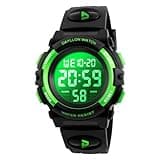 Dayllon Kids Digital Watch Boys Outdoor Sports 50M Waterproof Girls Watches Alarm Clock 12/24 H Stopwatch Calendar for Ages 3-15 Boy Girl Wristwatch Kids Gift,Green 1266 XS