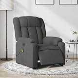 GHVBNMF Electric Massage Recliner Chair, Power Reclining Armchair with 6-Point Vibration, Dark Gray Fabric Sofa with USB Port and Side Pocket for Living Room Lounging