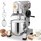 VEVOR Commercial Food Mixer, 15Qt Capacity with Timer, 500W Stainless Bowl Durable Electric Mixer for Commercial Use, 3 Speed Options 113/184/341 RPM, Includes Dough Hook & Whisk