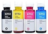 CTM STORE Compatible Ink Bottles for HP GT52 & GT53, Cyan, Magenta, Yellow, Black, 4-Pack, High Yield, for HP DeskJet 5810, GT 5820 & Smart Tank 500 Series
