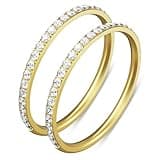 ZOOROO 2-Pack 14K Gold Plated Stackable Bands for Oura Ring 5/Oura Ring Gen 4/Gen 3, Cubic Zirconia Simulated Diamond Oura Ring Stack for Women