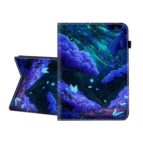 CICPLKSE Case for Samsung Galaxy Tab S6 Lite 10.4 Inch 2024/2022/2020,Premium PU Leather Cover with Auto Sleep Wake,Butterfly Deer Purple Forest