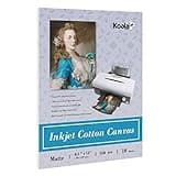 Koala 100% Printable Cotton Canvas Fabric Sheets for Inkjet Printer 8.5X11” Matte Thick 17mil 10 Sheets