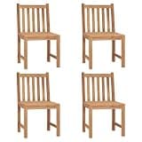 DXKDUSOKJ Teak Wood Outdoor Patio Chairs 4 Piece Set with Cushions, Solid Teak Garden Seating for Yard