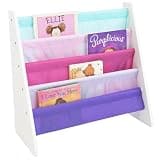 Humble Crew Kids Bookshelf, 4-Tier Front-Facing Book Display Organizer, Montessori Toddler Bookcase for Playroom, Bedroom & Reading Corner, White/Pink/Purple/Blue