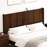 EAZEHAOD King Size Headboard with Outlets&Lighting, Brown 80" W Headboard Only, Mid Century Modern Freestanding Fluted Headboard Noise-Free with Storage