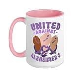 Alzheimer's Dementia Awareness Support United Against Ceramic Mug, Pink/White, 15oz