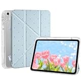 Fycyko Case for iPad (A16) 11th Generation 11 Inch 2025/iPad 10th Generation 10.9 Inch 2022,Aesthetics Y2K Star Print Design with Y-Shaped Stand Pencil Holder Shockproof Protective Cover,Blue Stars