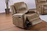 GOWE Modern Style 1pc Manual Recliner Square Arms Horizontal and Vertical Tufting Padded Recliner Chestnut Finish Primary Living Room Furniture
