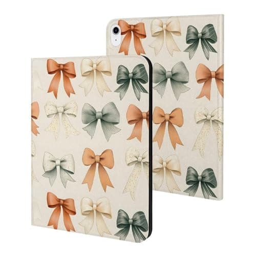 Compatible with iPad A16 Case 11 Inch 2025, Elegant Bow Print Slim Tablet Cover Compatible with iPad 10th Generation Case 10.9 Inch 2022, Auto Wake/Sleep with Stand