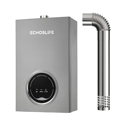 Echoslife Tankless Water Heater Natural Gas Up to 4.3 GPM, 102000 BTU Tankless Water Heater, LED Temperature Display, Energy and Space Save, On Demand Whole House Water Heater with Freeze Protection