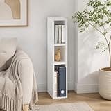 Furevol 3-Tier Narrow Bookshelf, 6-Inch Width Bookcase, Book Shelf with Storage Shelf, 9.3 x 5.9 x 31.5, for Living Room, Home Office, Bedroom, White