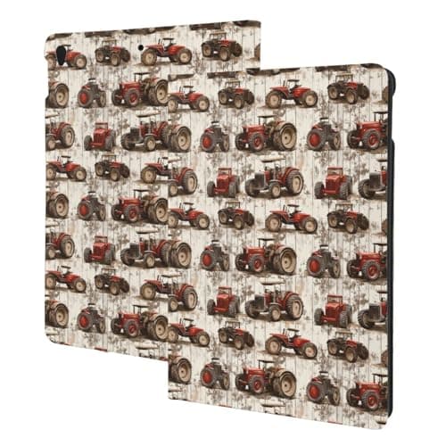 Compatible with iPad 9th/8th/7th Generation Case - Retro Wood Grain Tractor Print Compatible with iPad 10.2 Case, Folio Stand, Auto Wake/Sleep, Tablet Case Cover