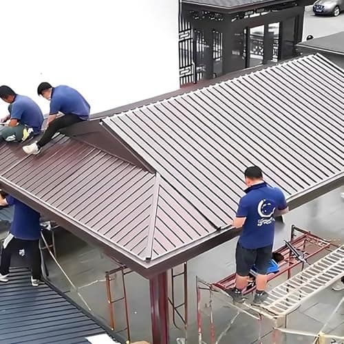 Elitix Metal Aluminum Roofing Panels 10 12 14 16 18 20ft, Gazebo Cladding Panel Board Outdoor Waterproof, Shed Siding Sheet Metal Can Thermal Insulation(Brown,L 427cm(14ft))