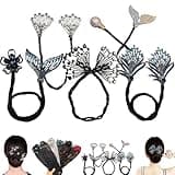 ayattecy Insstyle Full Star Flower Hair Accessories, Instyle Full Star Flower Hair Accessories, Hand Embroidered Flowers Deft Bun, Rhinestone Flower Hair Clip, Lazy Hair Curler Deft Bun Maker (5Pcs)
