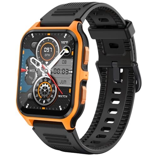 Military Smart Watch for Men(Answer/Make Calls) 1.83'' HD Big Screen, 3ATM Waterproof Tactical Smartwatch with 100+ Sport Modes Heart Rate Sleep Monitor Pedometer Rugged Smart watch for iPhone Android