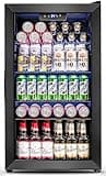 Feelfunn 3.2 Cu.Ft Mini Fridge with Glass Door - 126 Can Beverage Refrigerator Cooler for Drink Beer Wine Soda, Small Fridge for Bedroom Office Bar Dorm, 4 Adjustable Shelves, Black