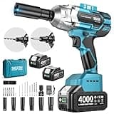 Seesii Cordless Impact Wrench 1/2 inch, High Torque 479 Ft-lbs(650Nm) Brushless Impact Gun,2500RPM w/2x4.0 Battery, 6 Sockets,8 Drill Bits, High Torque Power Impact Driver for Car Home,WH6 Lite