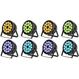 Betopper LED Stage Light,18 * 18W LED PAR Light, RGB+Lime Green+Amber+UV 6-in-1 High Power Par Can Lighting,DJ Lights Strobe/Wash Uplight,DMX512/Sound Activated for Party Weddings Clubs (8S)