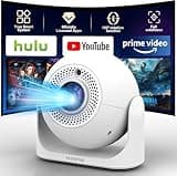 【Built-in APPS & Auto Focus & 180° Rotation】Mini Projector with WiFi and Bluetooth, Portable Smart Ceiling Projector, Home Theater Outdoor Movie Bedroom Use, Compatible with Smartphone
