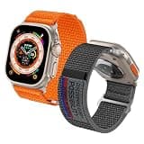 CINORS Extra Long Nylon Band Compatible with Apple Watch Ultra 3 2 1 49mm, Series 11 10 46mm Big Wrist XL XXL Men Velcro Strap Gray and Orange for iWatch Series 9 8 7 45mm, Gen 6 5 4 44mm