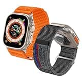 CINORS Extra Long Nylon Band Compatible with Apple Watch Ultra 3 2 1 49mm, Series 11 10 46mm Big Wrist XL XXL Men Velcro Strap Gray and Orange for iWatch Series 9 8 7 45mm, Gen 6 5 4 44mm