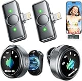 FGRLJFGLK Magnetic Wireless Microphone for iPhone: Wireless lavalier Microphone for Android with Intelligent Noise Reduction Hi-Fi Recording Vlogging Recording for Content Creator Black