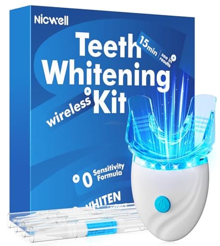 Nicwell Teeth Whitening Kit for Sensitive Tooth: 3 x 35% Carbamide Peroxide Gel & 1 Safe Remineralizing Pen - Teeth whitening LED light for Glow Gen Aged 18-34 - Oral Care for Dentist Office Daily use