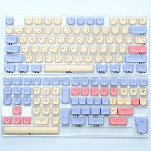 APOJHGF KOA Ocean Whale PBT Keycap Set 135 Mechanical Keyboards MOA Layout 7u ISO Suitable Compatible with Japanese Korean and Russian Layouts(Marshmallow-JA)