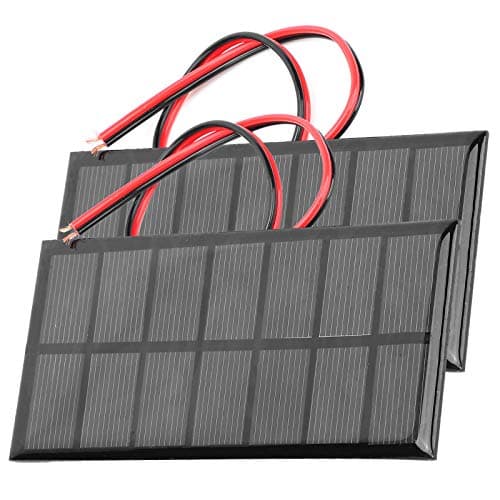 FTVOGUE 2pcs Solar Panel Mini Polysilicon Charger 3.5V 250mA for DIY Lights and Toys with 30cm Cable