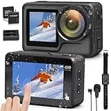 JOH 4K Action Camera with Dual Screens, Waterproof, 4K/60FPS, Voice Control, WiFi, Image Stabilization, Slow Motion, 128GB Storage, 25-in-1 AccessoriesPerfect for Vlogging, Travel, Diving and Outdoor