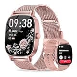 Smart Watch for Women, Answer/Make Call,1.85'' Ultra-Clear Screen Fitness Tracker with Heart Rate/Sleep/SpO2 Monitor,Smartwatch for iPhone/Samsung/Android,120+ Sport Modes,IP68 Waterproof with 2 Bands