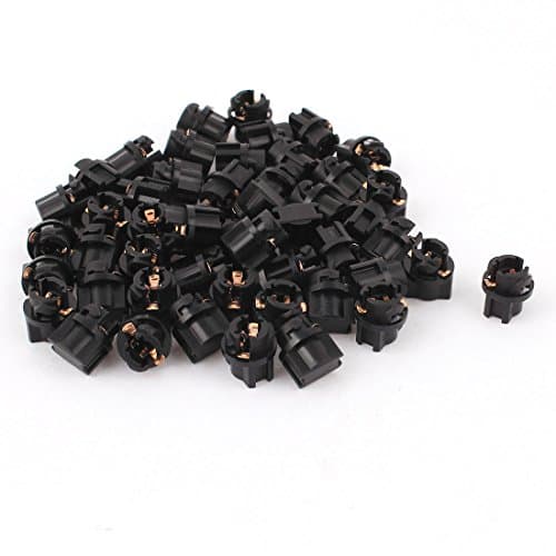 Ruilogod 50 Pcs T5 Dashboard Gauge Light Bulb Socket Black