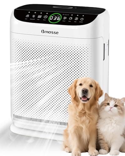 Bmasse Air Purifiers for Home Large Room Up to 3000 Ft²,Double-Sided HEPA Air Purifier with Washable Filter, PM2.5 Air Quality Monitor,Remote Control,Smart Mode,Pets Air Cleaner for Bedroom Odor Dust