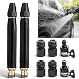 2 Pack Heavy Duty Adjustable Twist Garden Hose Nozzle, High Pressure Jet Water Nozzle, Multi Functional Sprayer for Car Washing, Outdoor Cleaning & Plant Watering