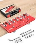 TANYO Shelf Pin Jig and Hinge Jig 2 In 1, 1/4 Inch Adjustable Shelf Pin Drilling Jig, Aluminum Shelf Jig for 5mm Straight Holes, Cabinet Hardware Jig Woodworking Tool Drill Guide