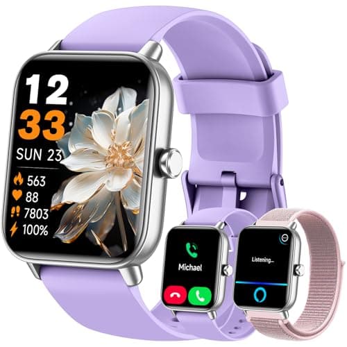 Hingso Smart Watch for Android/iPhones, 1.85" Fitness Watches for Women/Men with Heart Rate Monitor, Alexa Bulit-in Womens Watch with Health/Sleep/Activity Tracker, 3 ATM Pedometer Watch
