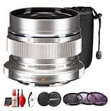 Olympus M.Zuiko Digital ED 12mm f/2 Lens Silver for Micro Four Thirds, 24mm Equivalent Wide Angle Prime Lens for Street Photography and Travel (Bundle)