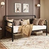 Garvee Metal Daybed Frame Full Size, Heavy Duty Day Bed with Classic Headboard and Steel Slat Support, Sofa Bed Platform for Living Room Guest Room, No Box Spring Needed,Black